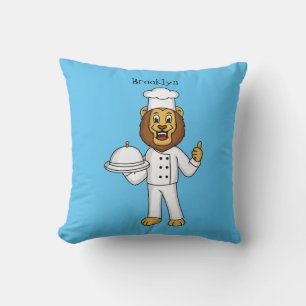 Cute lion chef cartoon illustration  cushion