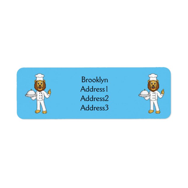 Cute lion chef cartoon illustration return address label (Front)