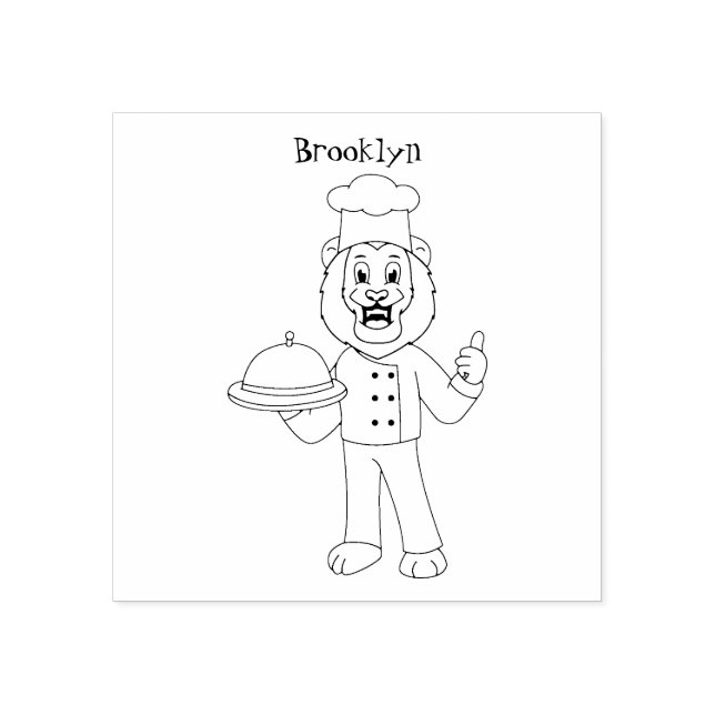 Cute lion chef cartoon illustration rubber stamp (Imprint)