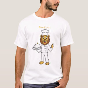 Cute lion chef cartoon illustration T-Shirt