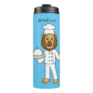 Cute lion chef cartoon illustration thermal tumbler