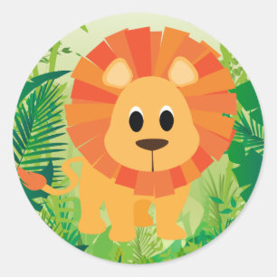 Cute Lion Classic Round Sticker