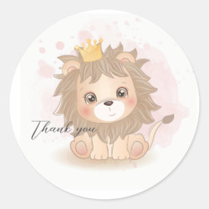 Cute lion  classic round sticker
