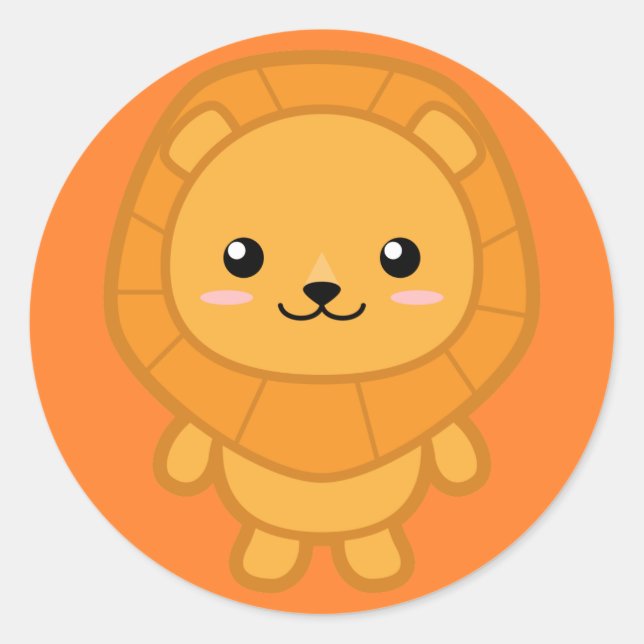 Cute Lion Classic Round Sticker (Front)
