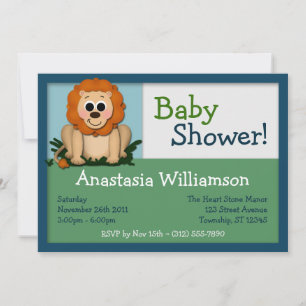 Cute Lion Colourful Baby Shower Invitations