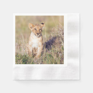 Cute lion cub in Africa photo Napkin