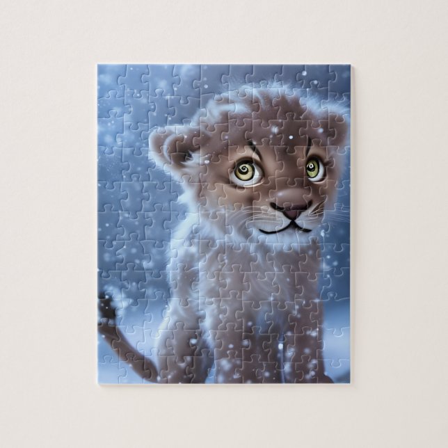 Cute Lion Cub in the Snow  Jigsaw Puzzle (Vertical)