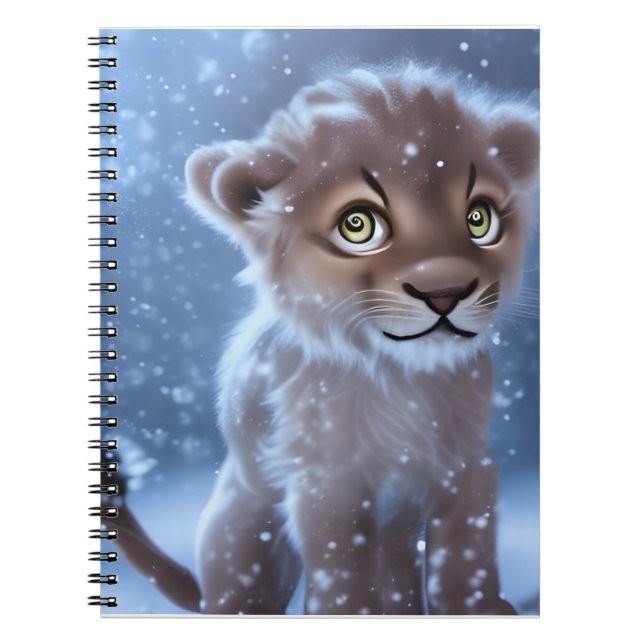 Cute Lion Cub in the Snow  Notebook (Front)