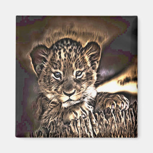 Cute lion cub magnet