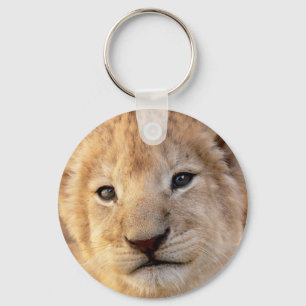 Cute lion cub portrait key ring
