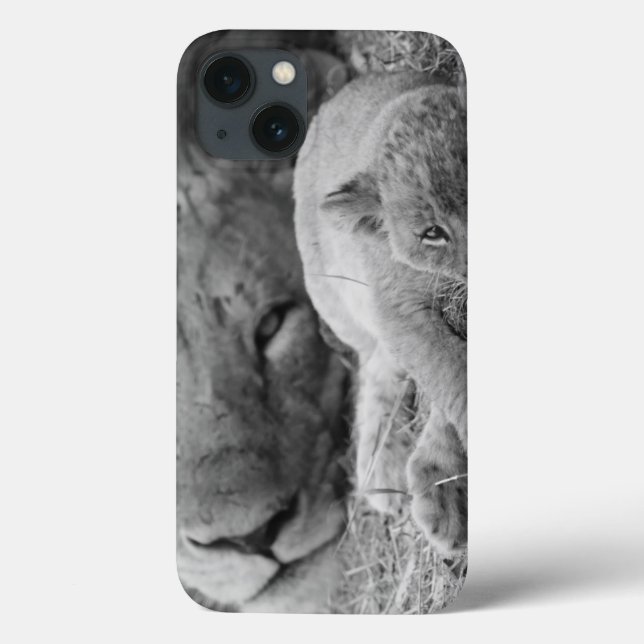 Cute Lion Cub Resting With Father Case-Mate iPhone Case (Back)