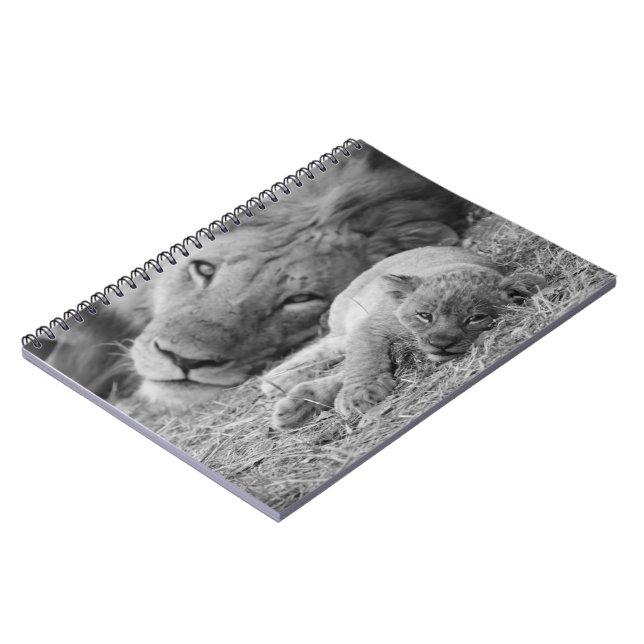 Cute Lion Cub Resting With Father Notebook (Left Side)