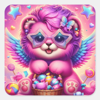 Cute Lion Cub Square Sticker