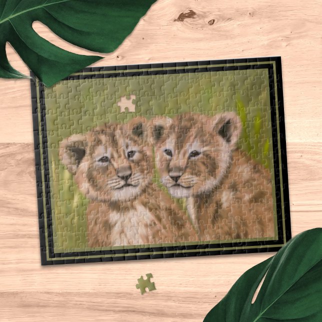 Cute Lion Cubs Jungle Animal Jigsaw Puzzle (A fun puzzle perfect if you're a lion cub lover)
