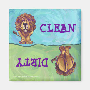 Cute Lion Dirty Clean Diswasher Magnet