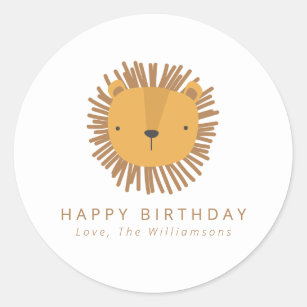 Cute Lion Drawing Personalised Birthday Gift  Classic Round Sticker