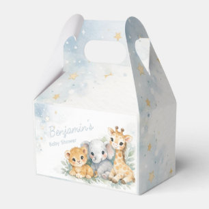 Cute Lion Elephant Giraffe Blue Kid's Pastel  Favour Box