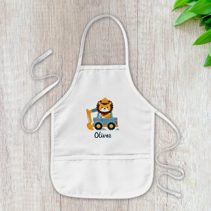 Cute Lion Excavator Kids Apron