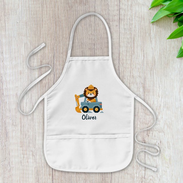 Cute Lion Excavator Kids Apron (Creator Uploaded)