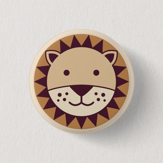 Cute Lion Face 3 Cm Round Badge (Front)