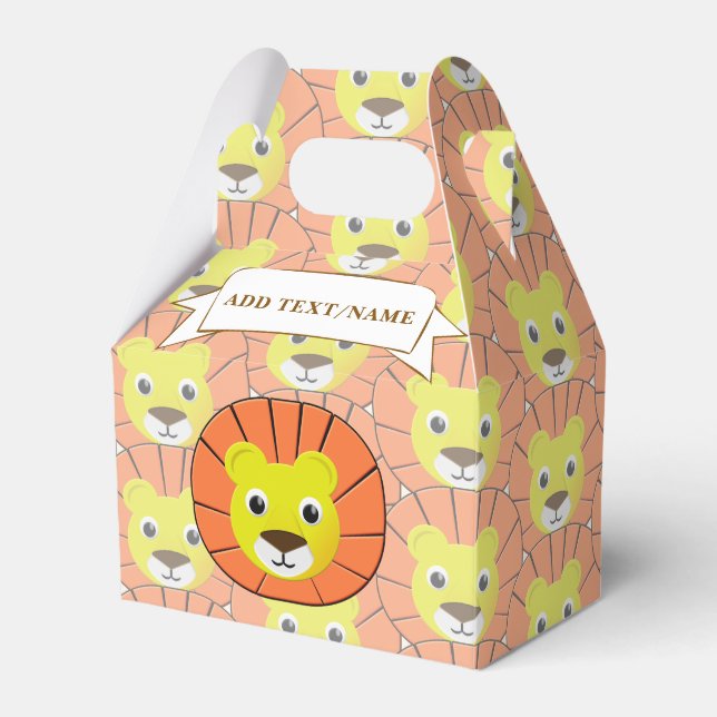 Cute Lion Face All Over Print Pattern Favour Box (Front Side)