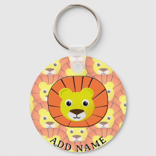 Cute Lion Face All Over Print Pattern Key Ring