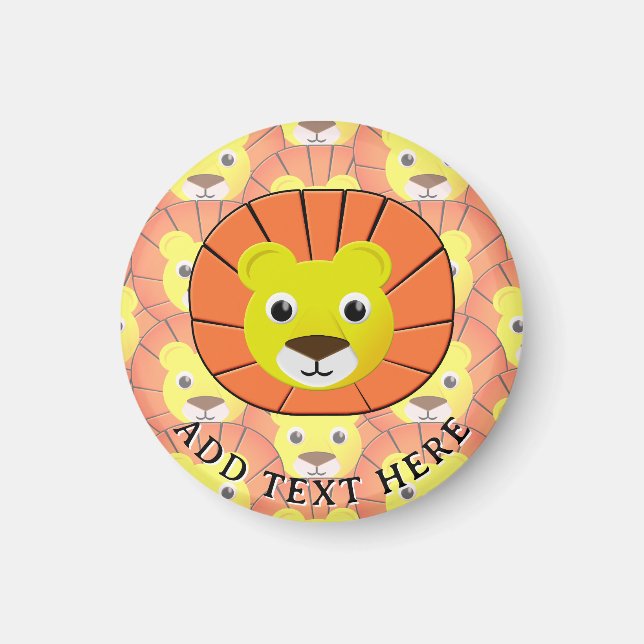 Cute Lion Face All Over Print Pattern Magnet (Front)