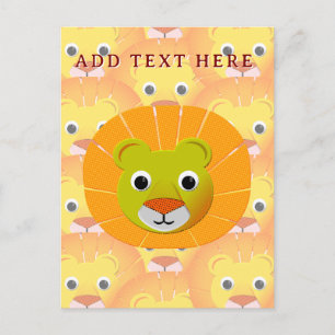Cute Lion Face All Over Vintage Print Pattern Postcard