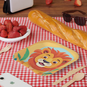 Cute lion Face safari Wild jungle Birthday Party  Paper Plate