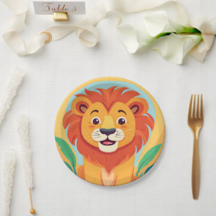 Cute lion Face safari Wild jungle Birthday Party  Paper Plate