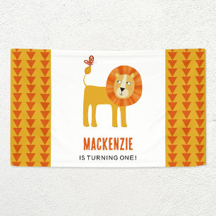 Cute Lion First Birthday Banner