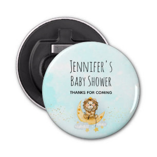Cute Lion Fishing on the Moon Baby Shower Bottle Opener