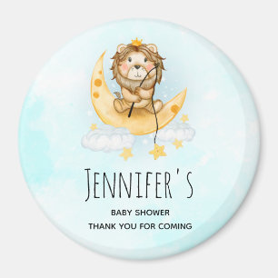 Cute Lion Fishing Watercolor Baby Shower Magnet