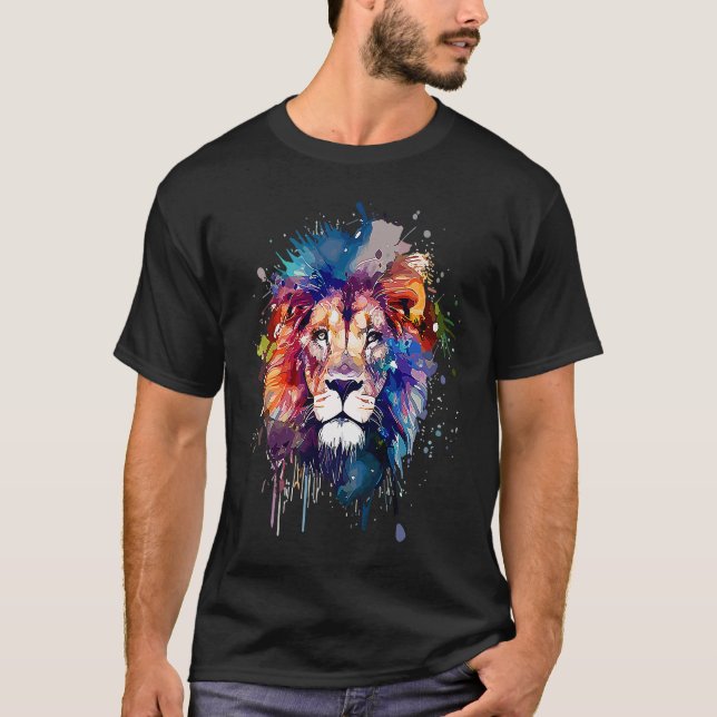 Cute Lion for wild animal  rainbow coloured  3 T-Shirt (Front)