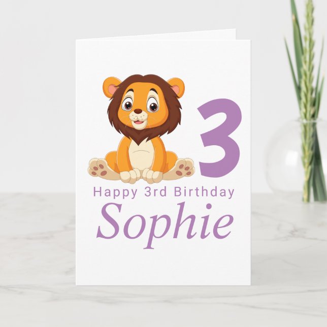 cute lion girl birthday card (Front)