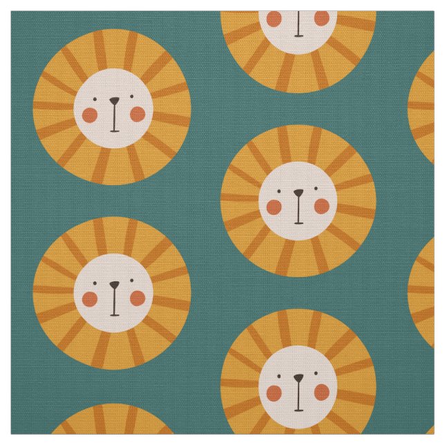 Cute Lion Green Nursery Fabric (Swatch)
