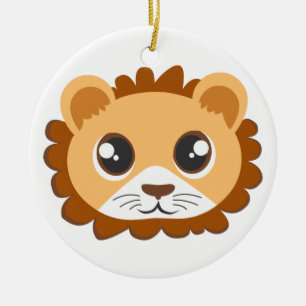 Cute Lion Head Cartoon Ceramic Tree Decoration