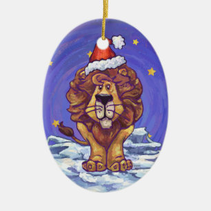 Cute Lion Holiday Ceramic Ornament