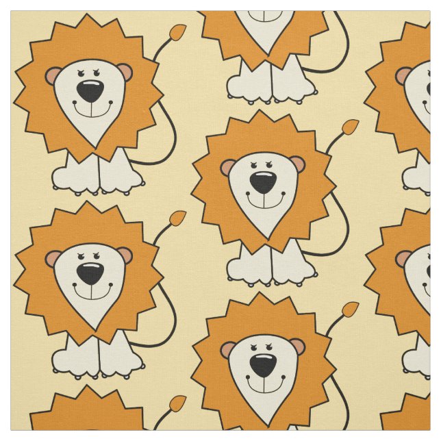 Cute Lion Illustration kids' custom fabric (Swatch)