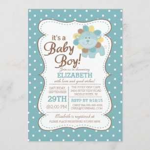 Cute Lion Jungle Safari Baby Shower Invitation