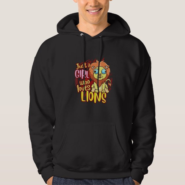 Cute Lion Just A Girl Who Loves Lions Hoodie (Front)