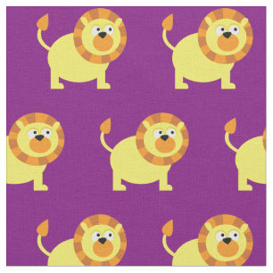 Cute Lion Kid Baby Nursery Purple Big Cat Fabric