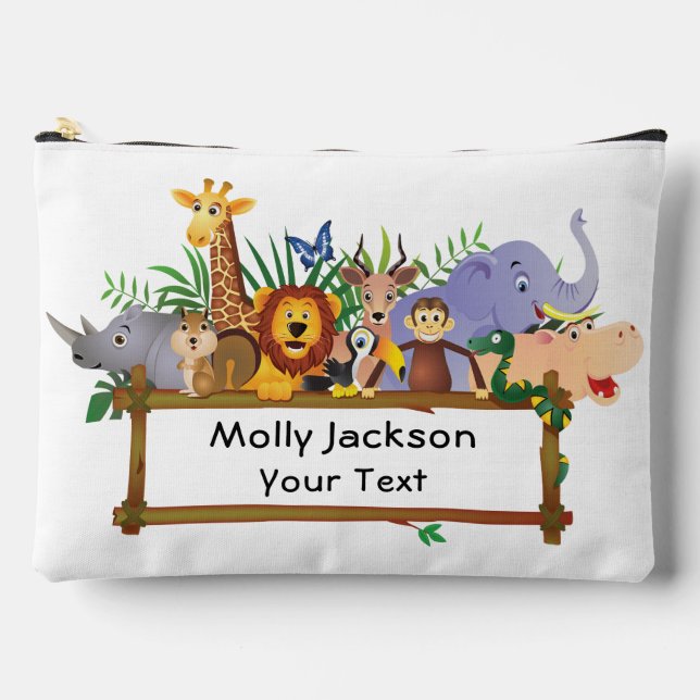 Cute Lion Kids' Personalised  Accessory Pouch (Front)