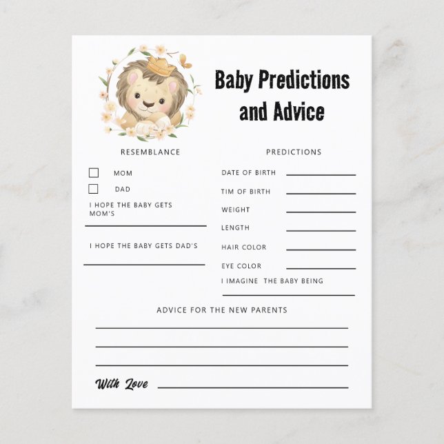 Cute Lion king Baby Predictions and Advice (Front)