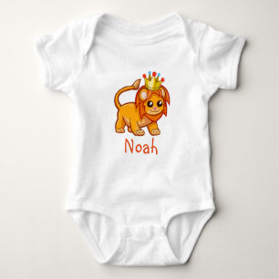Cute Lion King Crown Jungle Animal Baby Name Bodysuit