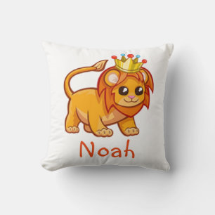 Cute Lion King Crown Jungle Animal Kids Name Cushion