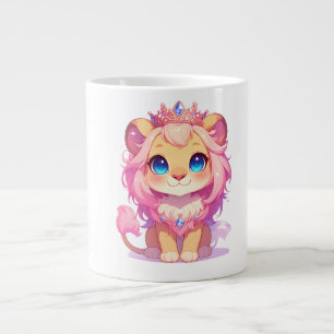Cute Lion King [Product] Kawaii  Crown Animal Gift Large Coffee Mug