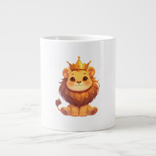 Cute Lion King [Product] Kawaii  Crown Animal Gift Large Coffee Mug