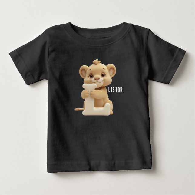 Cute Lion Letter L Kids T-Shirt | Animal Alphabet  (Front)