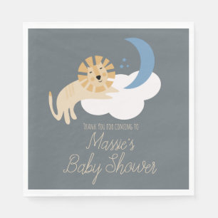 Cute Lion Moon Cloud Baby Shower Thank You Napkin